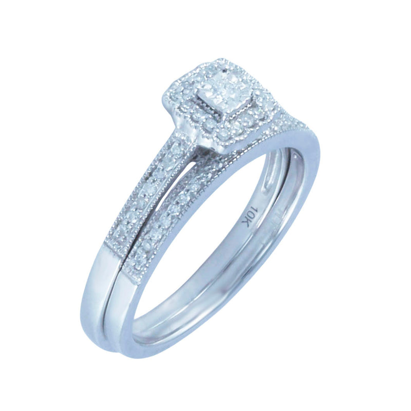 Solid 10K White Gold Fancy Diamond Ring TN10564