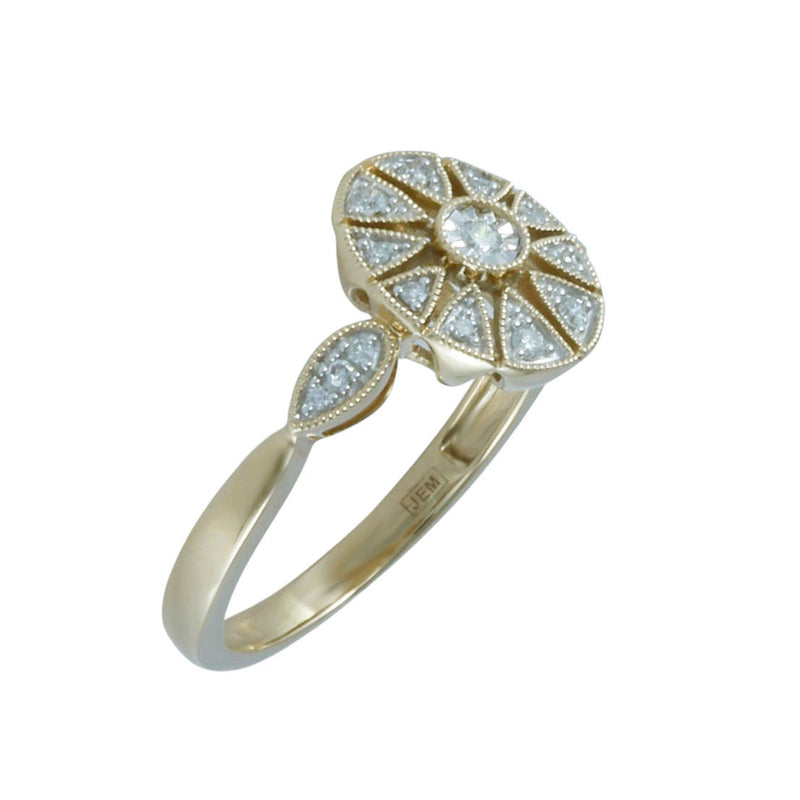 Solid 10K Yellow Gold Fancy Diamond Ring TN10570
