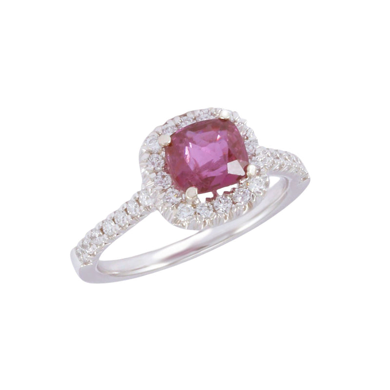 Solid 14K White Gold Fancy Ruby and Diamond Ring TN10577
