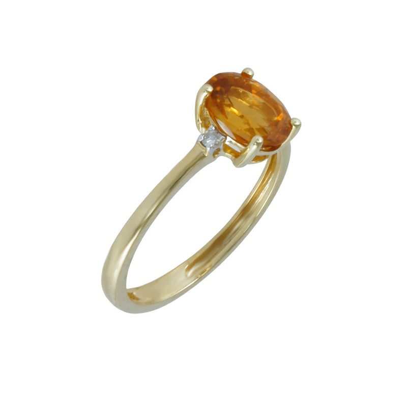 Solid 14K Yellow Gold Fancy Citrine and Diamond Ring TN10590