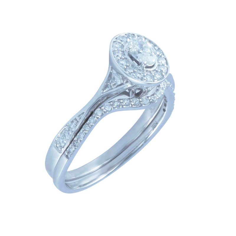 Solid 10K White Gold Fancy Diamond Ring TN10596