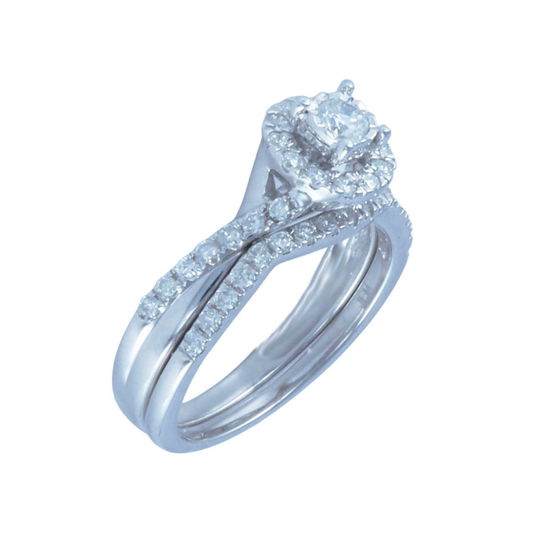 Solid 10K White Gold Fancy Diamond Ring TN10597