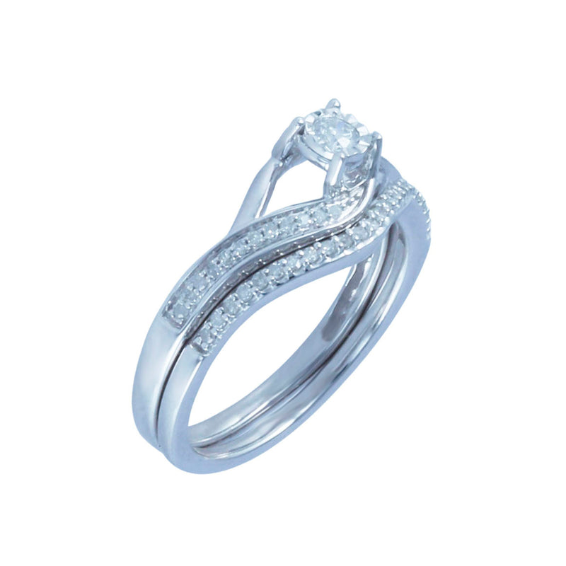 Solid 10K White Gold Fancy Diamond Ring TN10599
