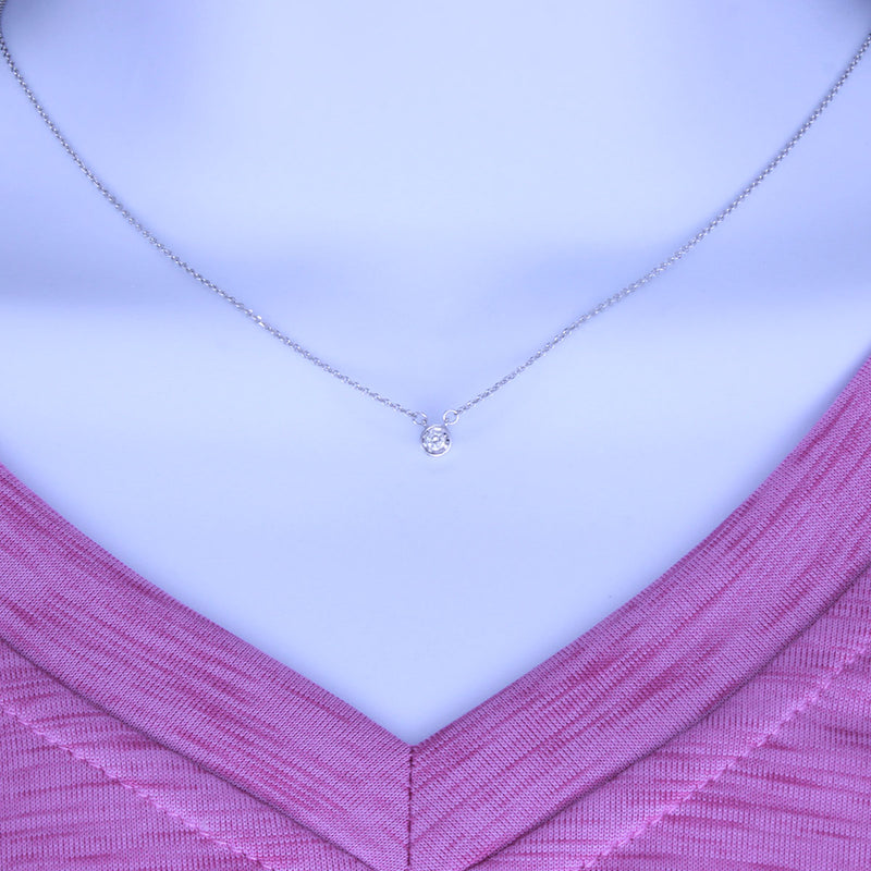 Solid 10K White Gold Fancy Diamond Necklace TN10620