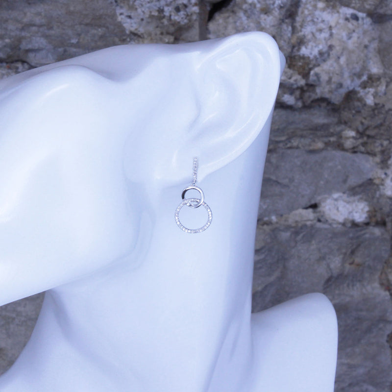 Solid 10K White Gold Fancy Diamond Hoop Earrings TN10625
