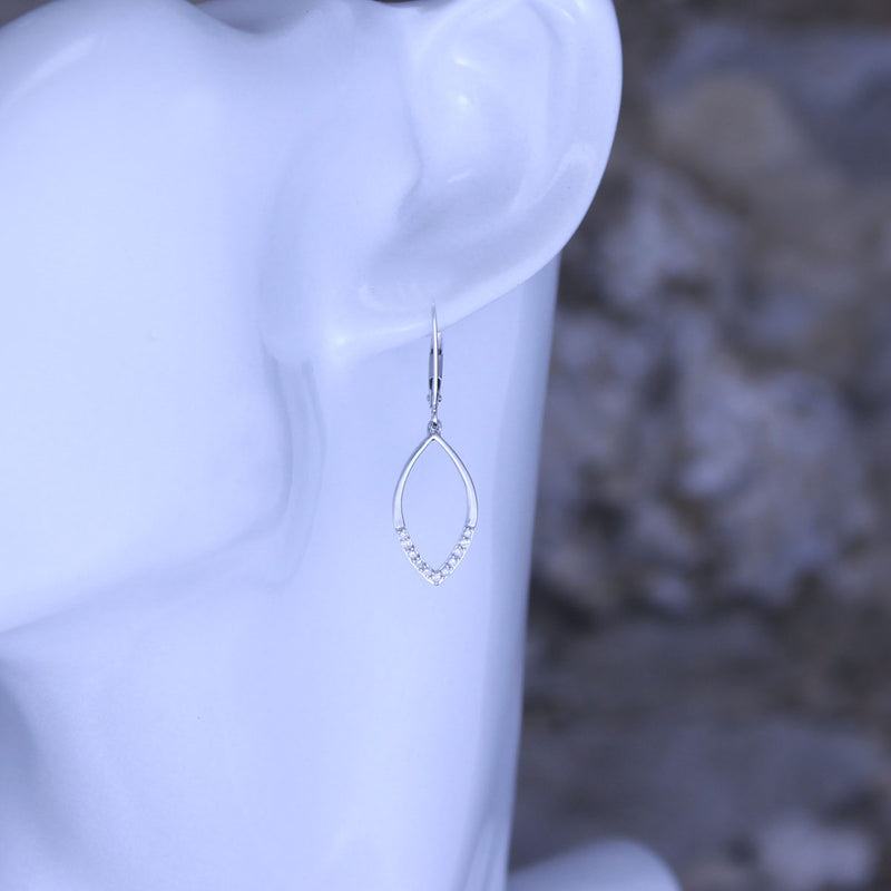 Solid 10K White Gold Fancy Diamond Earrings TN10629