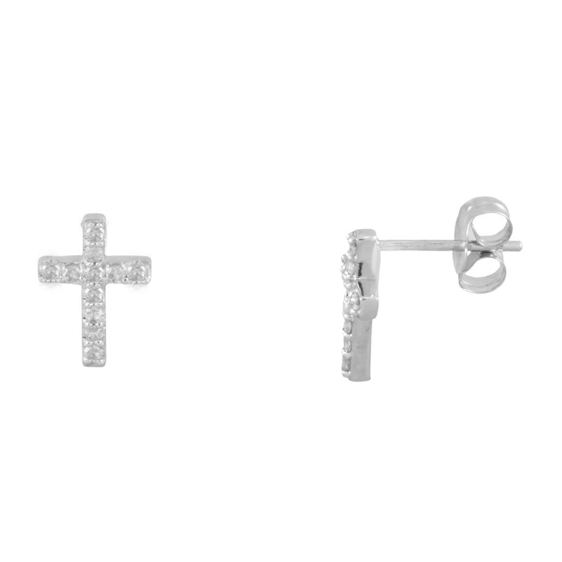 Solid 10K White Gold Fancy Diamond Cross Earrings TN10633