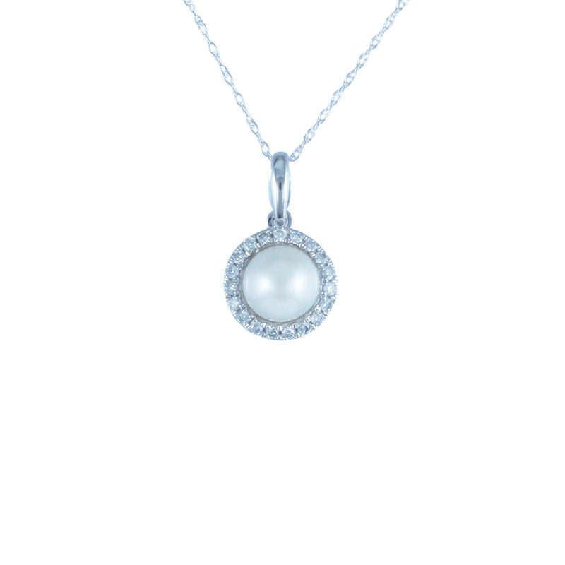 Solid 10K White Gold Fancy Pearl and Diamond Necklace TN10652