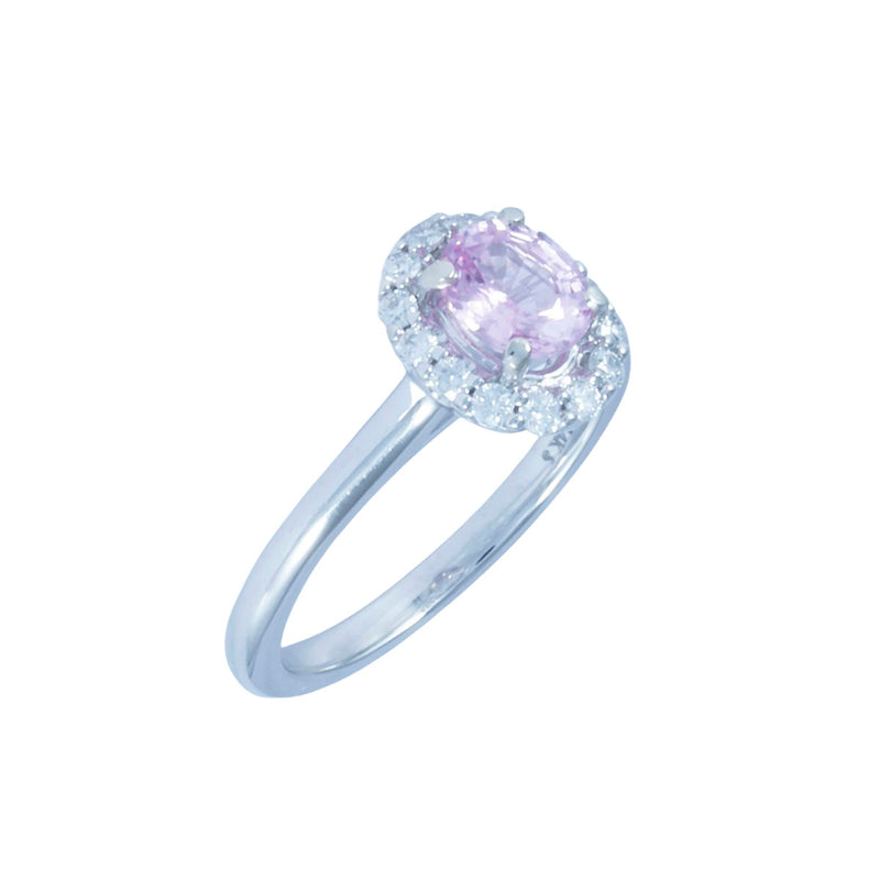 Solid 14K White Gold Fancy Pink Sapphire and Diamond Ring TN10732