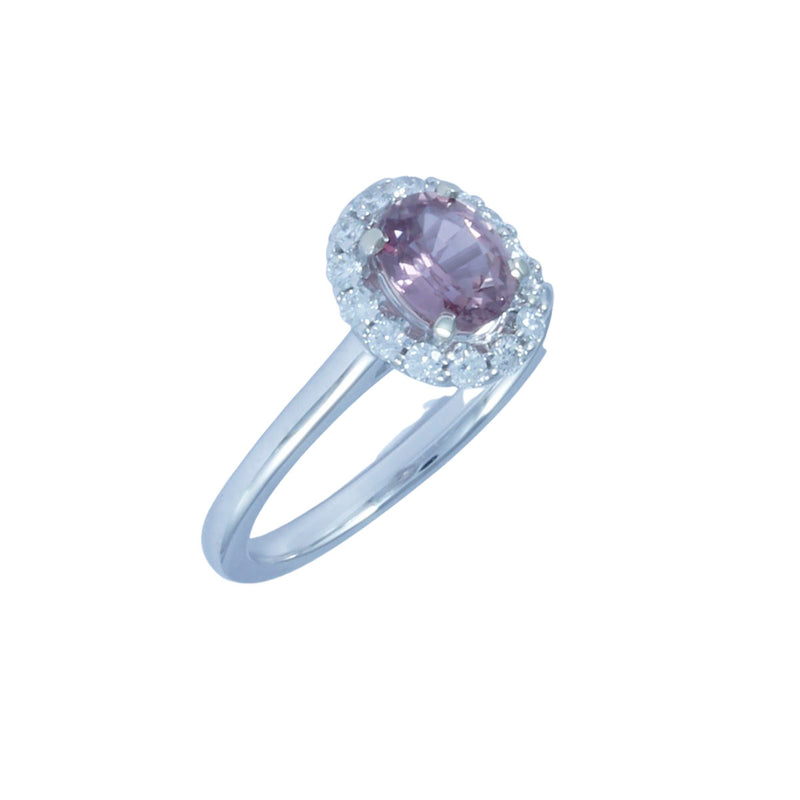 Solid 14K White Gold Fancy Purple Sapphire and Diamond Ring TN10733
