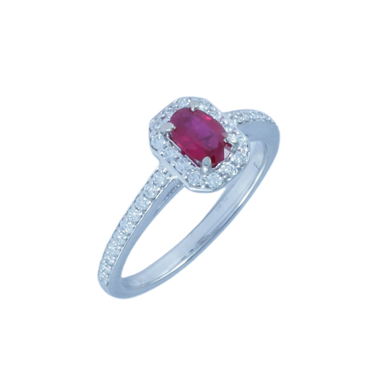 Solid 14K White Gold Fancy Ruby and Diamond Ring TN10754
