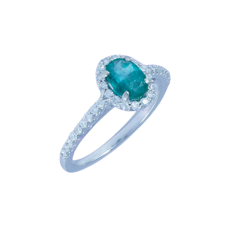 Solid 14K White Gold Fancy Emerald and Diamond Ring TN10755