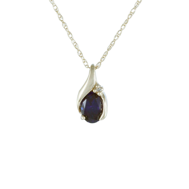 Solid 10K Yellow Gold Fancy Blue Sapphire and Diamond Necklace TN10765