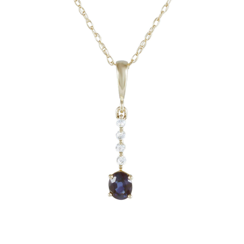 Solid 14K Yellow Gold Fancy Genuine Blue Sapphire and Diamond Necklace TN10767