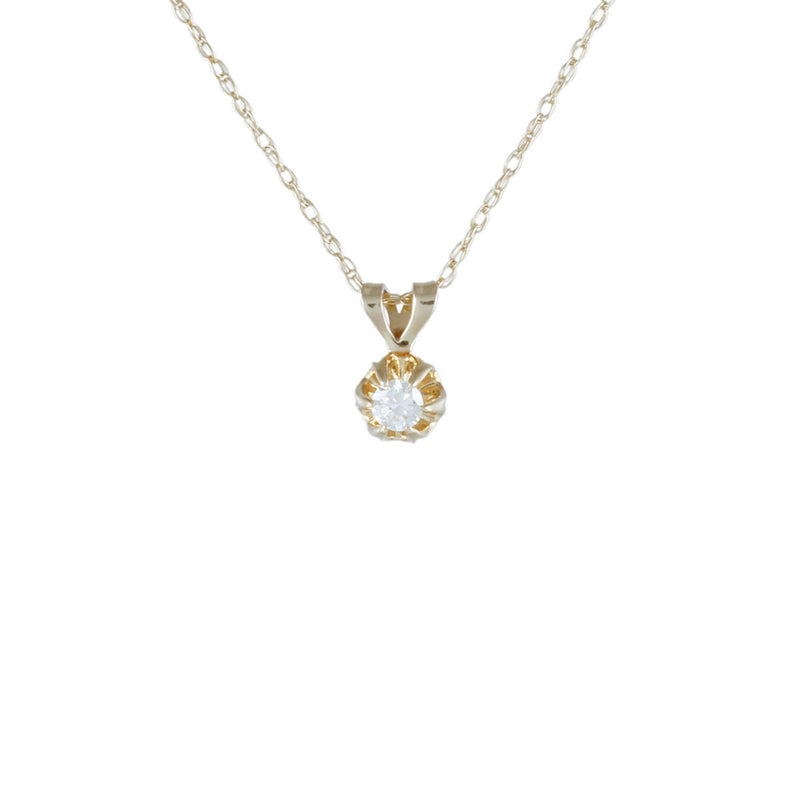 Solid 14K Yellow Gold Fancy Diamond Necklace TN10776