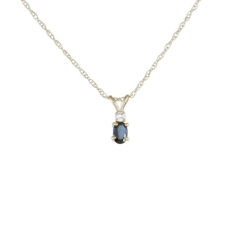 Solid 10K Yellow Gold Fancy Blue Sapphire and Diamond Necklace TN10777