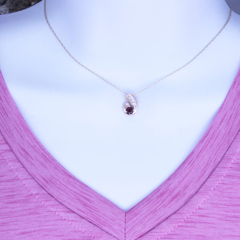 Solid 14K White/Rose Gold Fancy Ruby and Diamond Necklace TN10780
