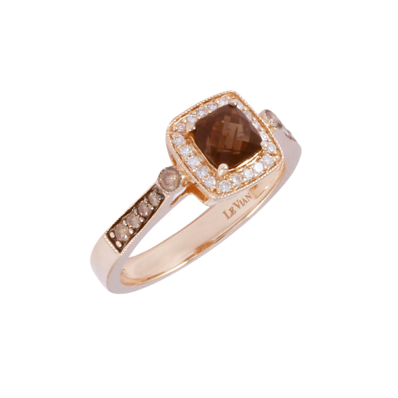 Solid 14K Rose Gold Fancy Topaz and Diamond Ring TN10809