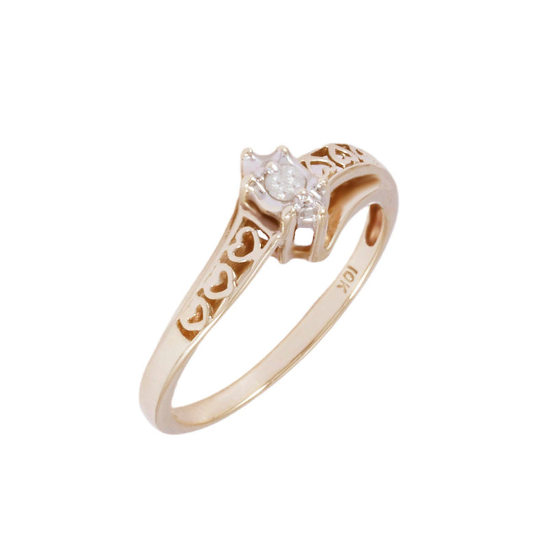 Solid 10K Yellow Gold Fancy Diamond Heart Ring TN10822