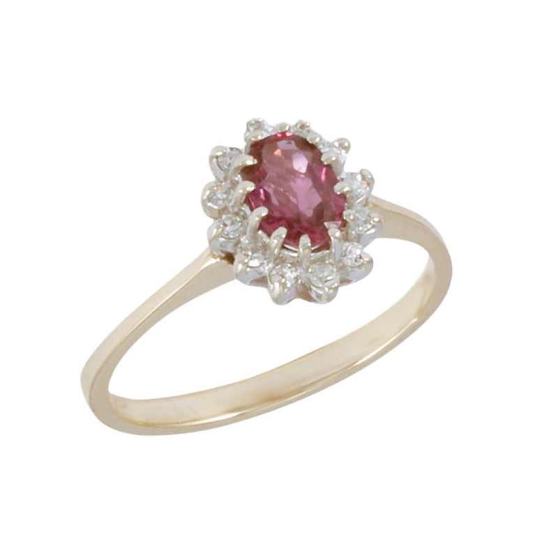 Solid 14K Yellow/White Gold Fancy Ruby and Diamond Ring TN10823