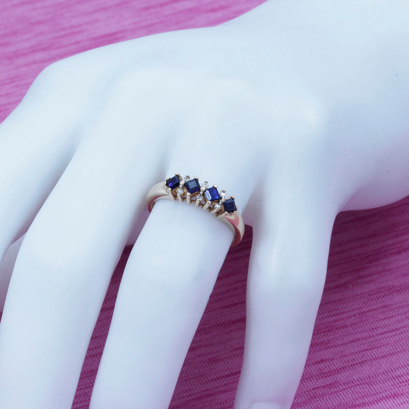 Solid 10K Yellow Gold Fancy Sapphire and Diamond Ring TN10828
