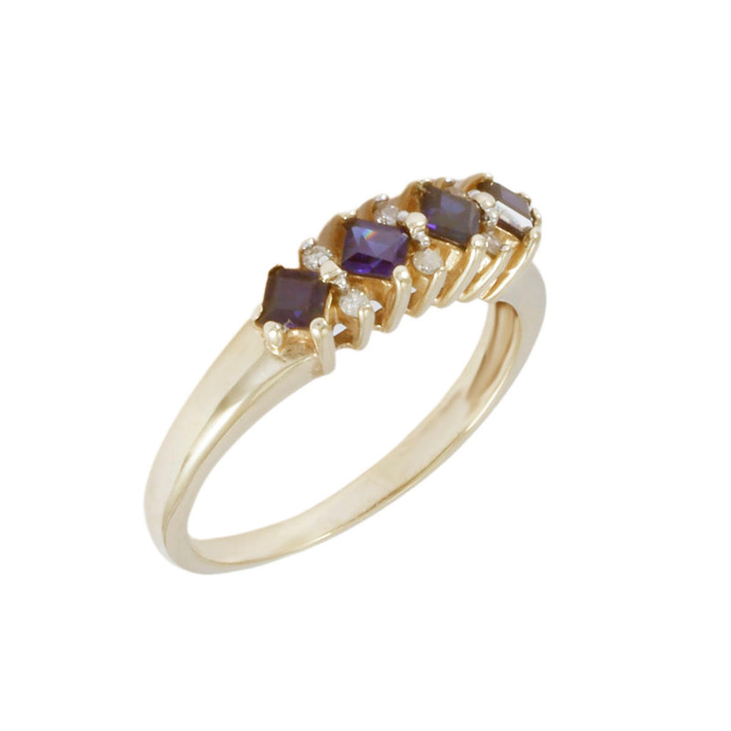 Solid 10K Yellow Gold Fancy Sapphire and Diamond Ring TN10828