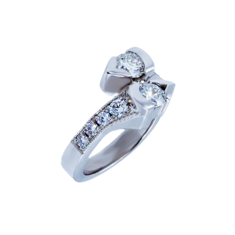 Solid 10K White Gold Fancy Lab Born Diamond Ring David Iver Original Design TN10838