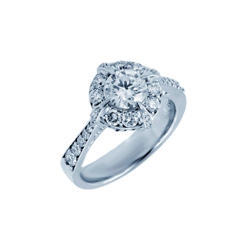Solid 10K White Gold 1 Carat Center LAB BORN Diamond "Chalice Halo" Ring by David Iver TN10840