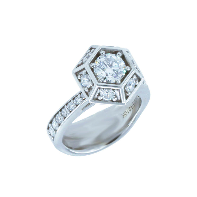 Solid 10K White Gold Fancy 1 Carat Center "Wilma" Lab Born Diamond Ring by David Iver TN10843