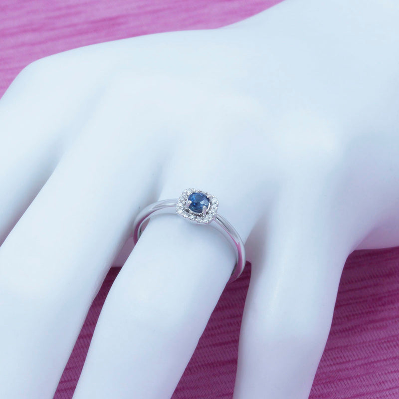 Solid 10K White Gold Fancy Ceylon Blue Sapphire and Diamond Ring TN10856