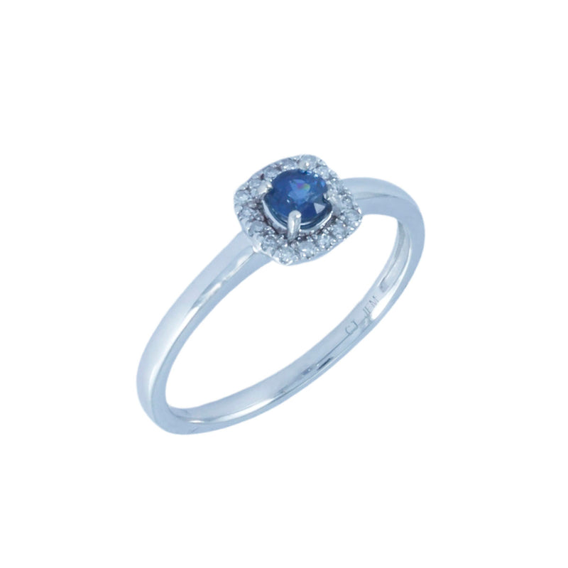 Solid 10K White Gold Fancy Ceylon Blue Sapphire and Diamond Ring TN10856