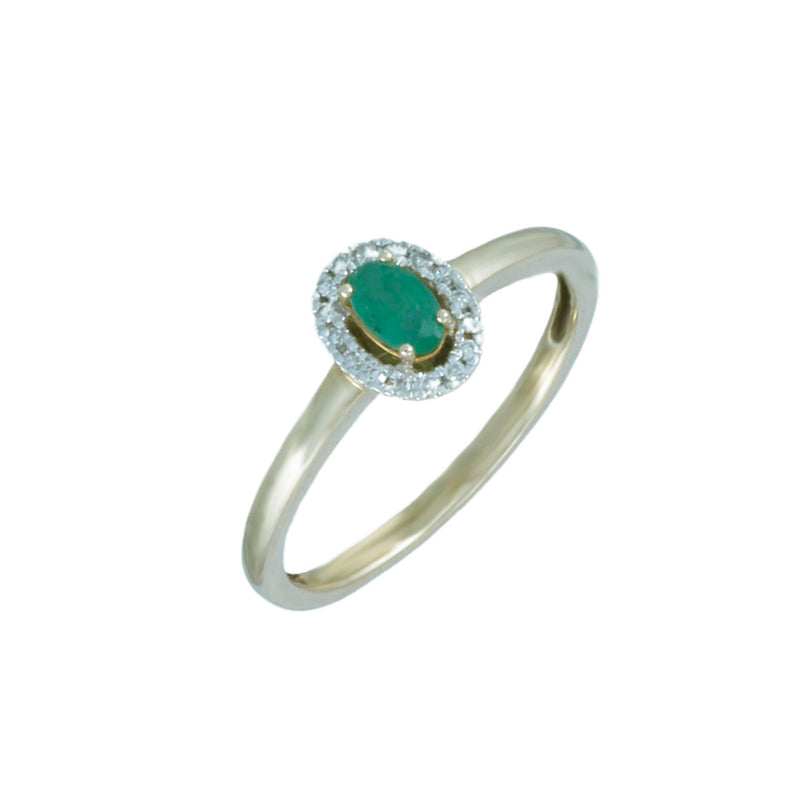 Solid 10K Yellow Gold Fancy Natural Emerald and Diamond Ring TN10861