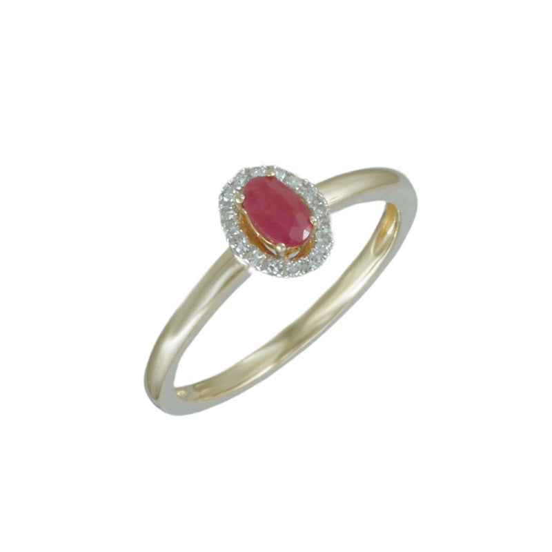 Solid 10K Yellow Gold Fancy Natural Ruby and Diamond Ring TN10862