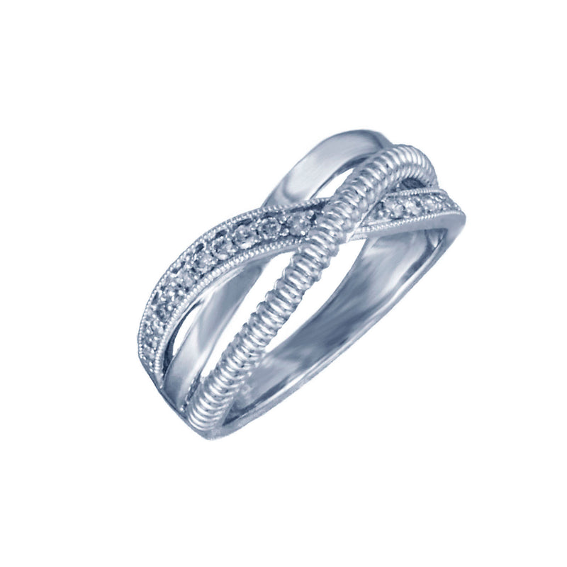 Solid 10K White Gold Fancy Diamond Modern Band Design Ring TN10866