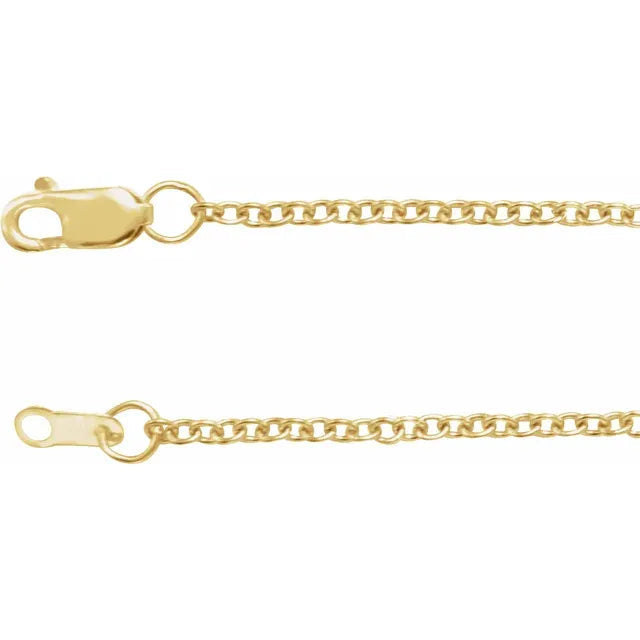 Solid 14K Yellow Gold 1.5 mm Cable 18" Chain  TN2100-18