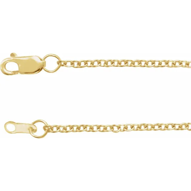 Solid 14K Yellow Gold 1.5 mm Cable 16" Chain TN2100-16