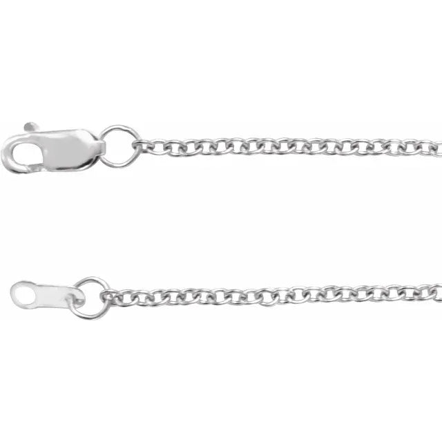 Solid 14K White Gold 1.5 mm Cable 18" Chain TN2101-18