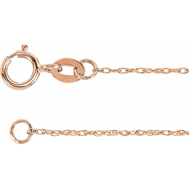 Solid 10K Rose Gold 1 mm Rope 18" Chain TN2108-18