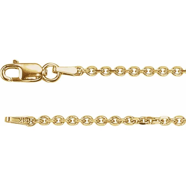 Solid 14K Yellow Gold 1.75 mm Diamond-Cut Cable 20" Chain TN2127-20